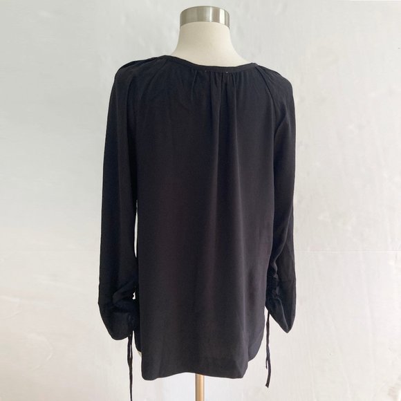 NWT ★: J.CREW Point Sur drapey open V-neck top, Black, S - Picture 7 of 10